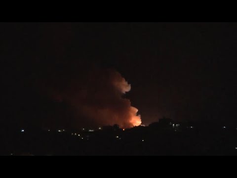 Smoke rises into night over Lebanese city of Sidon after Israeli strike