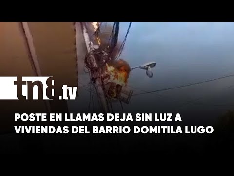 Fuego en poste de luz deja sin electricidad a viviendas del barrio Domitila Lugo
