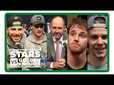 Pete DeBoer, Miro Heiskanen, Wyatt Johnston, Tyler Seguin, Jake Oettinger | Stars vs. Golden Knights