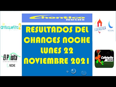 Resultados del CHANCES NOCHE de lunes 22 noviembre 2021 LOTERIAS DE HOY RESULTADOS NOCHE DIA