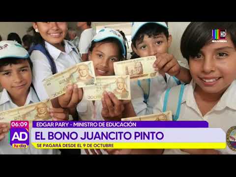 Pago del bono Juancito Pinto inicia el 9 de octubre