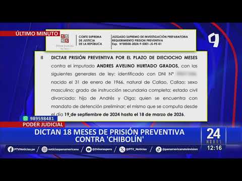 ¡Andrés Hurtado en prisión preventiva por 18 meses!