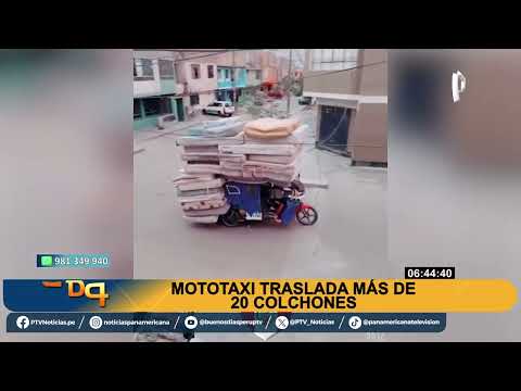 BDP off mototaxi es captado llevando 20 colchones