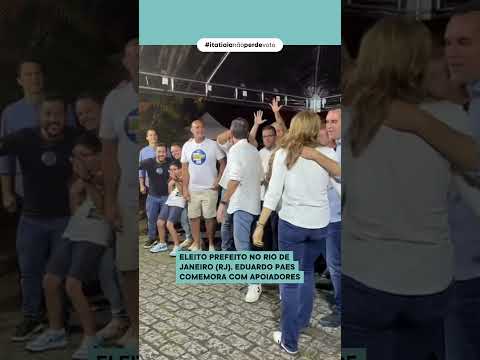 ELEITO PREFEITO DO RIO EM 1º TURNO, EDUARDO PAES COMEMORA COM APOIADORES