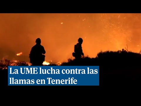 La UME continúa luchando contra el fuego en Tenerife