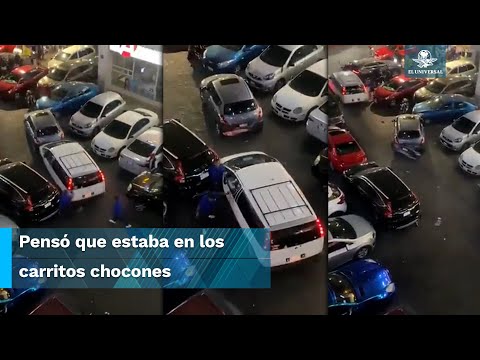 Sujeto alcoholizado choca a siete autos y atropella a valet parking en estacionamiento