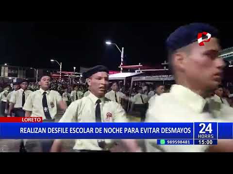 Loreto: escolares de Requena participaron en desfile nocturno por Fiestas Patrias