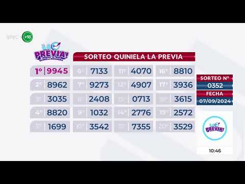 Sorteo 0352 La Previa Quiniela Misionera, 7 de Septiembre del 2024.