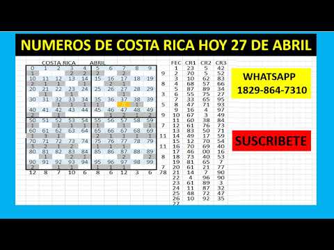 NUMEROS DE COSTA RICA HOY 27  DE ABRIL MR TABLA