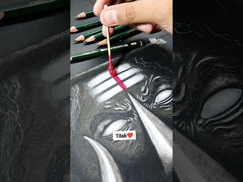 Drawing Lord shiva in Rudra Avtar using Charcoal #shorts