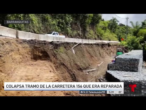 Tramo de carretera en Barranquitas se desploma por fuertes lluvias