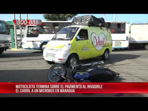 Motociclista resulta lesionado al invadir carril, en Managua - Nicaragua
