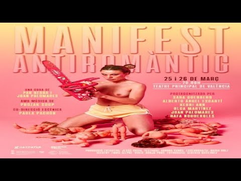 Instituto de cultura valenciano anunciando la obra de teatro “MANIFEST ANTIROMÀNTIC” - España