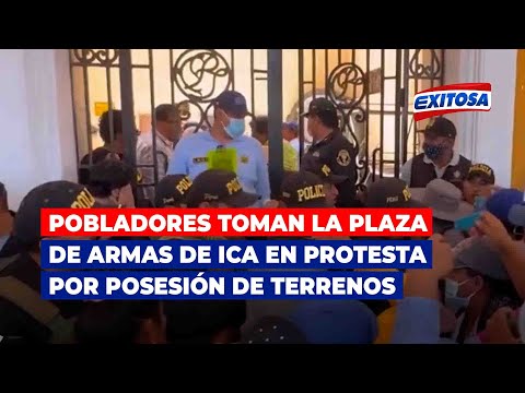 Pobladores toman la plaza de Armas de Ica en protesta por posesión de terrenos
