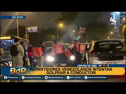 Centro de Lima: repartidores de delivery intentan golpear a conductor tras accidente de tránsito