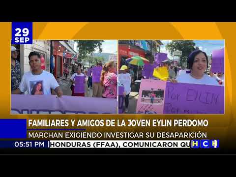 Familiares y amigos de la joven Eylin Perdomo marchan exigiendo investigar su desaparición