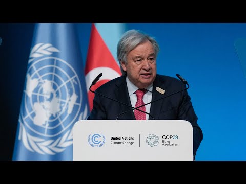 ‘Time is not on our side’: UN secretary general offers stern warning on climate change at COP29