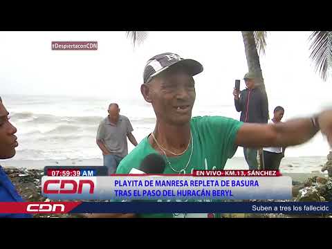 Playita de Manresa repleta de basura tras el paso del huracán Beryl