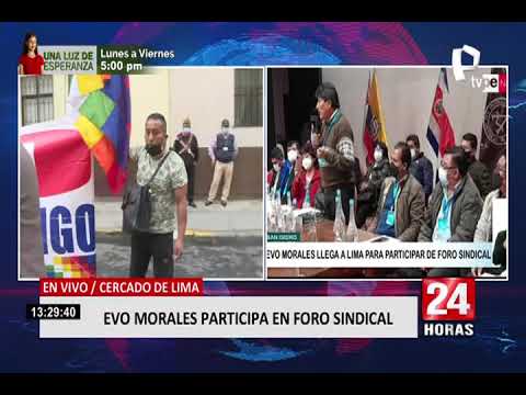 Evo Morales brindó conferencia en encuentro sindical de FENATE Perú