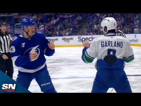 Canucks Conor Garland Drops The Gloves With Darren Raddysh Less Than Two Minutes In