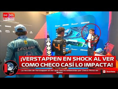 La reacción de Verstappen al ver que casi es embestido por Checo Pérez en el GP de Miami