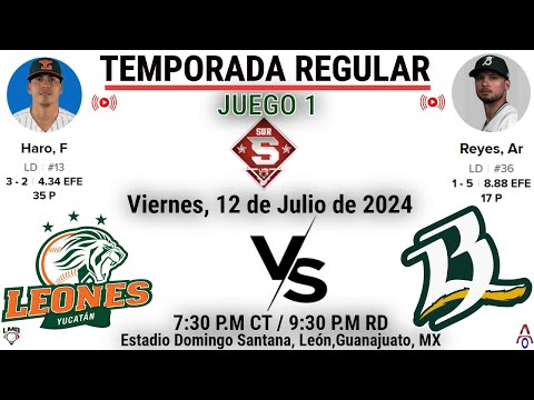 Leones de Yucatán Vs Bravos de León en la Liga Mexicana de Beisbol | Juego 1 | EN VIVO