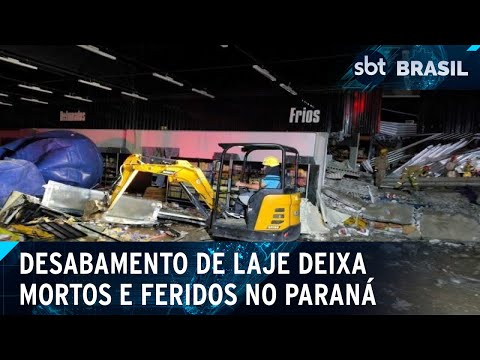 Desabamento de laje de supermercado deixa 3 mortos e 12 feridos no Paraná | SBT Brasil (23/03/2024)