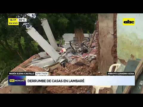 Derrumbe de casas en Lambaré
