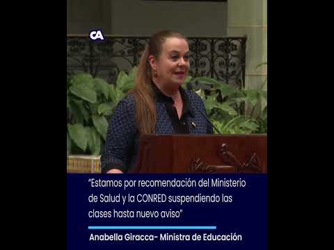 Anabella Giracca Ministra de Educación aseguró que se suspendieron las clases hasta nuevo aviso.
