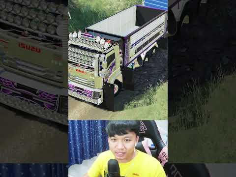 รถดั้มสีม่วงลากพ่วงและลากพ่วงล