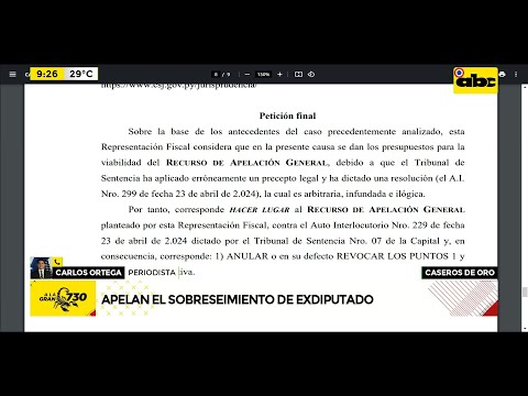 Caseros de Tomás Rivas: fiscal apela sobreseimiento de exdiputado