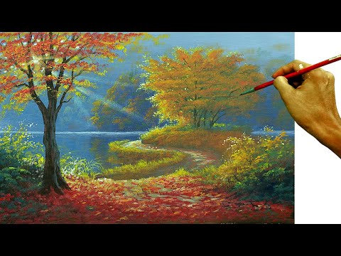 Acrylic Painting Tutorial On How To, Autumn Landscape Painting Tutorial
