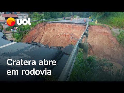 Cratera em rodovia: Asfalto cede e abre buraco na BR-393 em Barra do Piraí, no RJ; veja vídeo