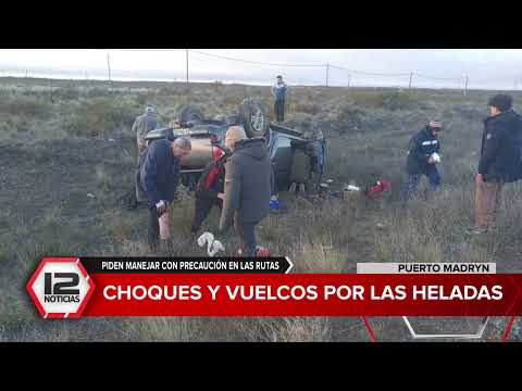 MADRYN | Choques y vuelcos en las rutas por las heladas