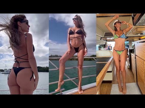 Pampita muy HOT en bikini modelando y bailando mientras viaja en un Yate (Febero 2023)