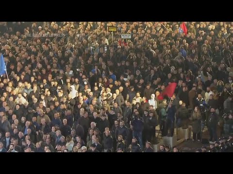 Thousands of Albania's opposition supporters hold an anti-government protest against corruption