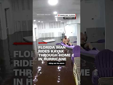 Florida man rides kayak through home in hurricane