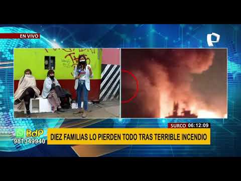 Incendio en quinta de adobe y quincha en Surco: diez familias quedan afectadas (1/2)