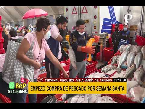 Terminal pesquero de VMT: largas colas para comprar pescado en Semana Santa
