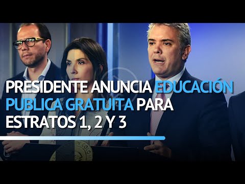 Presidente anuncia educación publica gratuita para estratos 1, 2 y 3