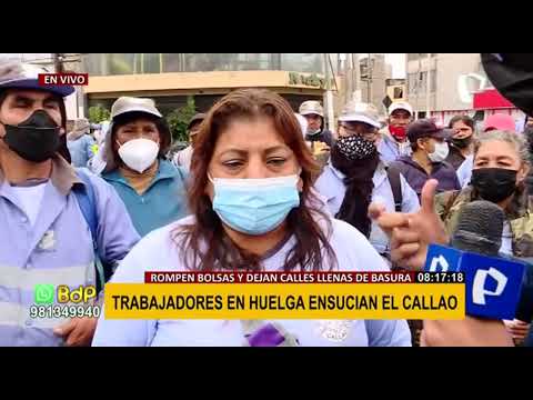 ¡Insólito!: Trabajadores de limpieza en huelga ensucian las calles del Callao (2/2)