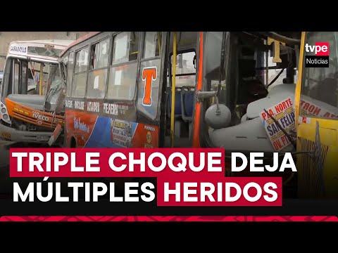 Triple choque en Comas: buses impactan con alimentador del Metropolitano