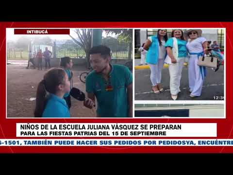 Niños de la escuela Juliana Vásquez en La Esperanza, Intibucá se preparan para los desfiles patrios