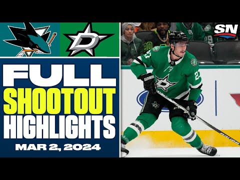 San Jose Sharks at Dallas Stars | FULL Shootout Highlights - March 2, 2024