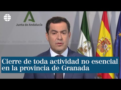 Juanma Moreno anuncia el cierre de toda actividad no esencial en la provincia de Granada