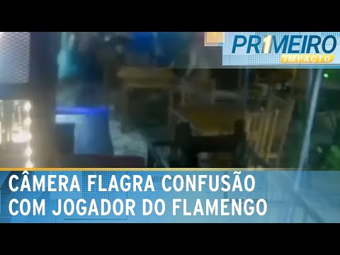 Novas imagens mostram briga de jogador do Flamengo em quiosque | Primeiro Impacto (05/04/24)