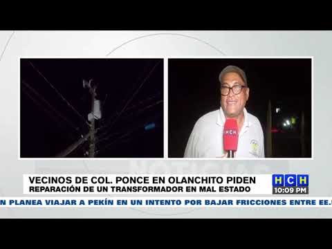 Vecinos de la colonia Ponce de Olanchito, Yoro piden reparación de un transformador en mal estado