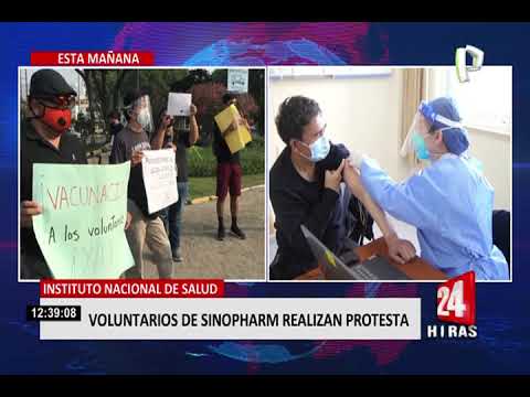 Voluntarios de vacuna Sinopharm protestan en Instituto Nacional de Salud