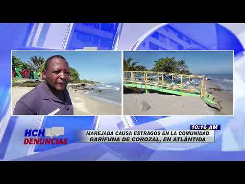 Marejada causa estragos en la comunidad garífuna de corozal, en Atlántida