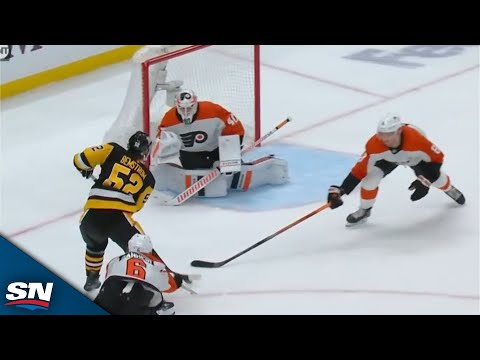 Emil Bemstrom Sneaks Shot Over Shoulder Of Flyers Cal Petersen To Score In Penguins Debut